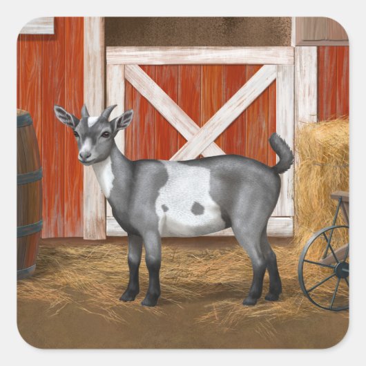 Cute Gray Spotted Goat Vierkante Sticker (Voorkant)