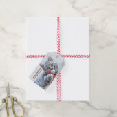 Cute Gray Tabby Cat Kerstmis Pet Xmas Cadeaulabel (Met Touw)