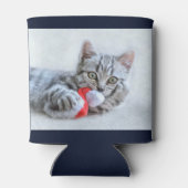 Cute Gray Tabby Cat met kerstPet Xmas Blikjeskoeler (Achterkant)