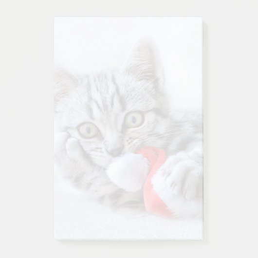 Cute Gray Tabby Cat met kerstPet Xmas Post-it® Notes (Voorkant)