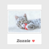 Cute Gray Tabby Cat met kerstPet Xmas Sticker (Vel)
