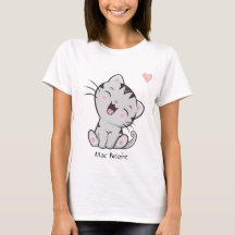 Cute Gray Tabby Kitty Cat & Heart