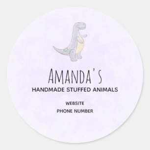 Cute Gray Tyrannosaurus Rex Dinosaur Speelgoed Bus Ronde Sticker