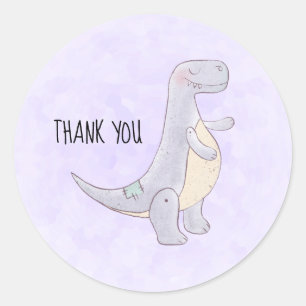 Cute Gray Tyrannosaurus Rex Dinosaur Speelgoed Har Ronde Sticker