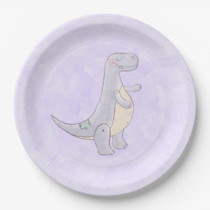 Cute Gray Tyrannosaurus Rex Dinosaur Speelgoed Papieren Bordje