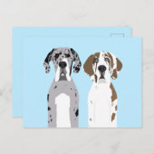 Cute Great Dane Dogs Blue Briefkaart (Voorkant / Achterkant)