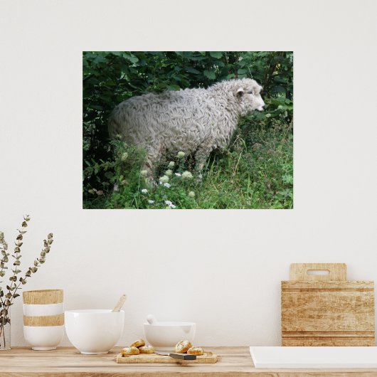 Cute Greedy Sheep Eating Print (Keuken)