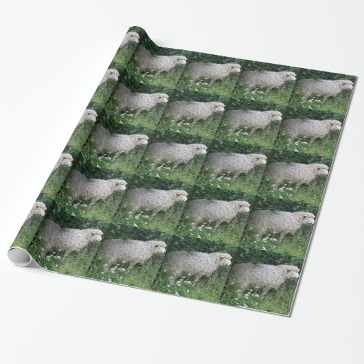 Cute Greedy Sheep Eating Wrapping Paper Cadeaupapier (Uitgerold)