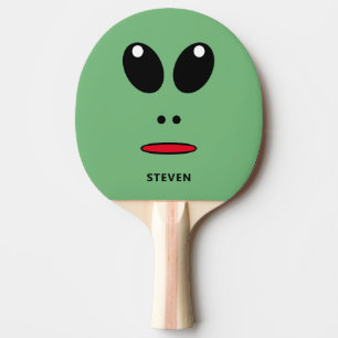 Cute Green Alien Face Fun Gepersonaliseerde Kinder Tafeltennisbatje