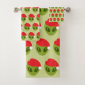 Cute Green Alien in Santa Hat Pattern (En situation)