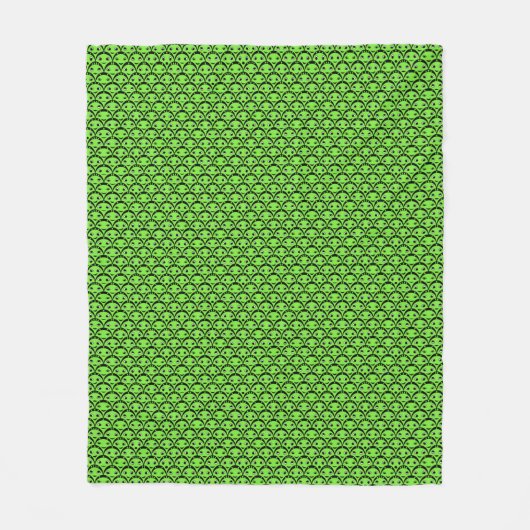 Cute Green Aliens Pattern Fleece Blanket Deken (Voorkant)