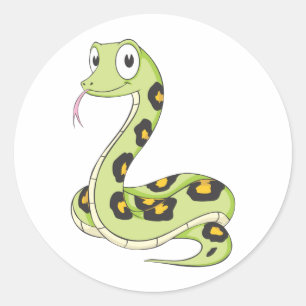 Cute Green Anaconda Snake Cartoon Ronde Sticker