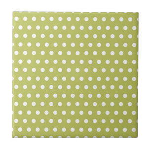 Cute Green and White Polka Dots Pattern Gifts Tegeltje