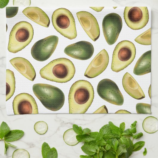 Cute Green Avocado en Avocado Slices Theedoek (Gevouwen)
