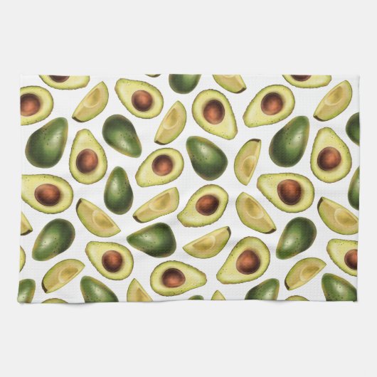 Cute Green Avocado en Avocado Slices Theedoek (Horizontaal)