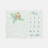 Cute Green Baby Sloth Baby Milestone Fleece Deken (Voorkant (Horizontaal))