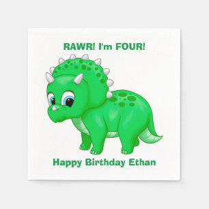 Cute Green Baby Triceratops Dinosaur Servet