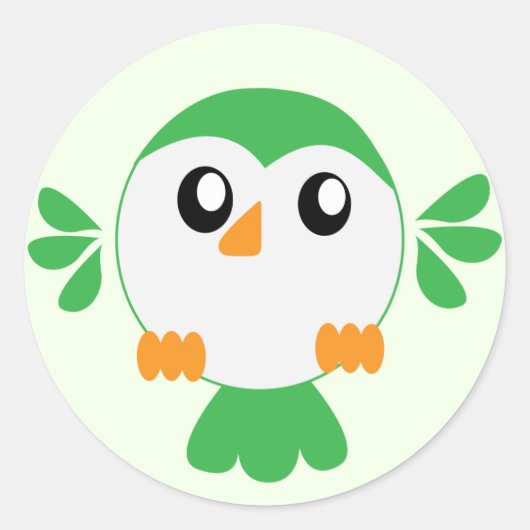 Cute Green Bird Ronde Sticker (Voorkant)