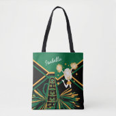 Cute Green, Black en Gold Cheerleader Design Draagtas (Voorkant)