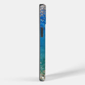 Cute green blue faux gold glitter monogram Case-Mate iPhone case (Achterkant / Rechts)