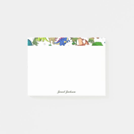 Cute Green Blue Funny Animal Dinosaur Post-it® Notes (Voorkant)