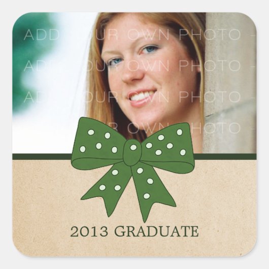 Cute Green Bow Afstuderen Stickers (Voorkant)