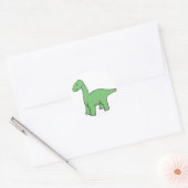 Cute Green Brontosaurus Ronde Sticker (Envelop)