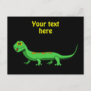 Cute Green Cartoon Lizard Kinder Reptile Briefkaart