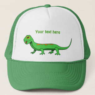 Cute Green Cartoon Lizard Reptile Trucker Pet
