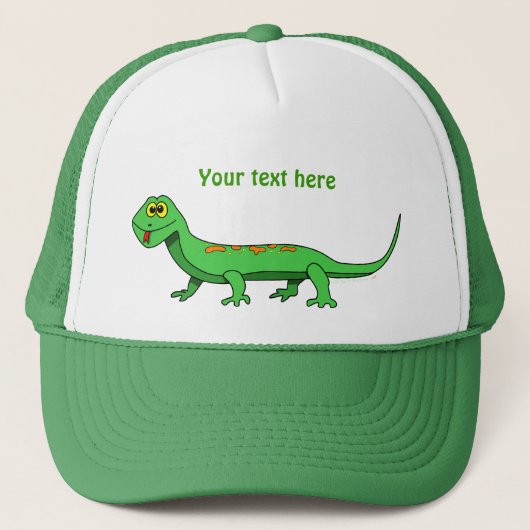 Cute Green Cartoon Lizard Reptile Trucker Pet (Voorkant)