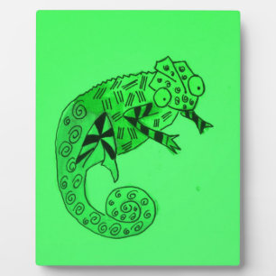 Cute Green chameleon lizard art illustratie Fotoplaat