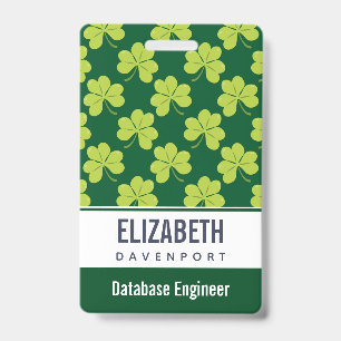 Cute Green Clover Patroon Badge