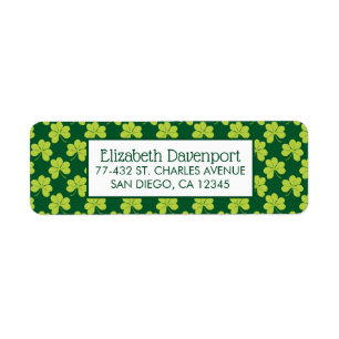 Cute Green Clover Patroon Etiket