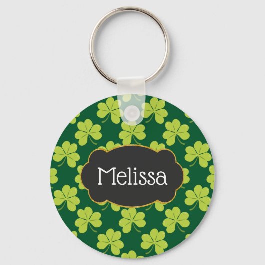 Cute Green Clover Patroon Sleutelhanger (Voorkant)