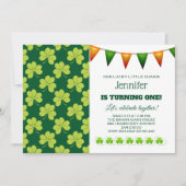 Cute Green Clover Shamrock Pattern Birthday Kaart (Voorkant)