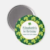 Cute Green Clover Shamrock Pattern Birthday Magneet (Voorkant / Achterkant)