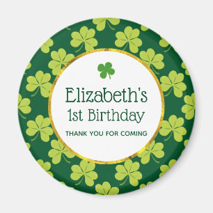 Cute Green Clover Shamrock Pattern Birthday Magneet