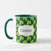 Cute Green Clover Shamrock Pattern Mok (Links)