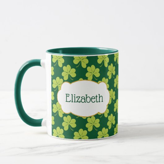 Cute Green Clover Shamrock Pattern Mok (Links)