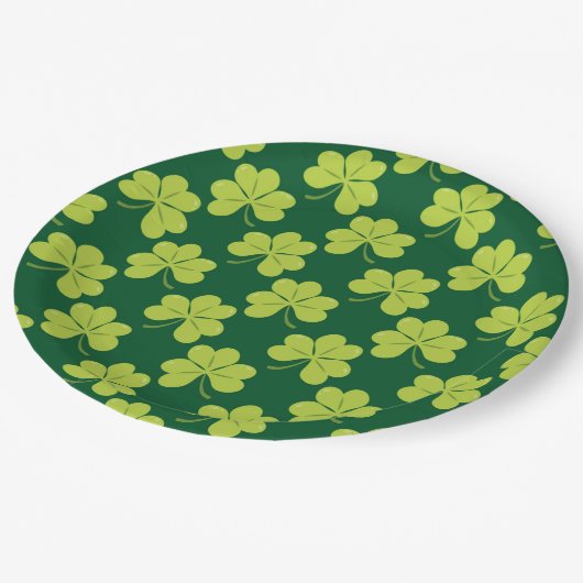 Cute Green Clover Shamrock Pattern Papieren Bordje (Gekanteld)