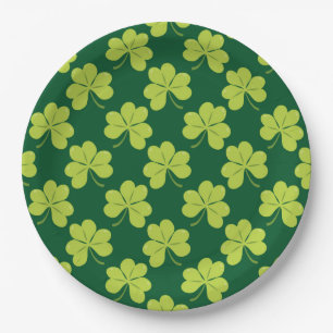Cute Green Clover Shamrock Pattern Papieren Bordje