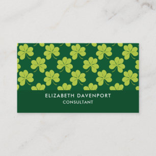 Cute Green Clover Shamrock Pattern Visitekaartje