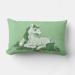 Cute Green Clover Unicorn Kussen