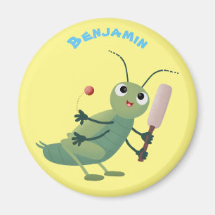 Cute green cricket insect cartoon illustration magneet