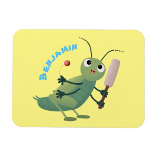 Cute green cricket insect cartoon illustration magneet