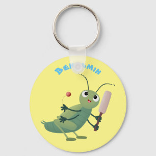 Cute green cricket insect cartoon illustration sleutelhanger