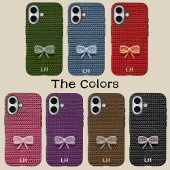 Cute Green Crochet Bow Yarn Custom Name Case-Mate iPhone Case