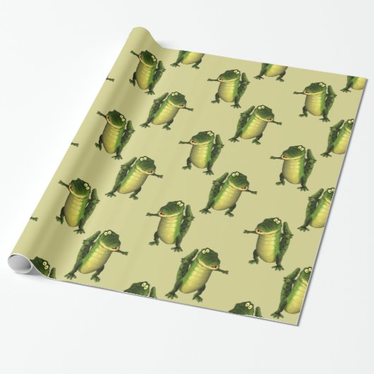 Cute Green Crocodiles Cadeaupapier (Uitgerold)