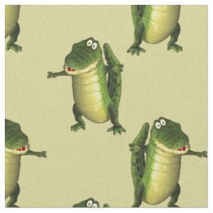 Cute Green Crocodiles Stof