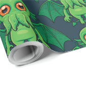 Cute Green Cthulhu Monster Cadeaupapier (Rol Hoek)
